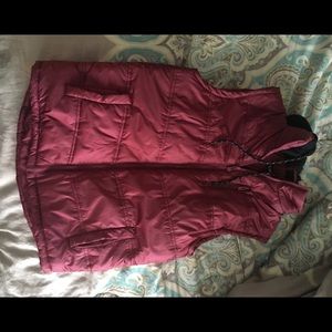 Burgundy puffer vest from Buckle